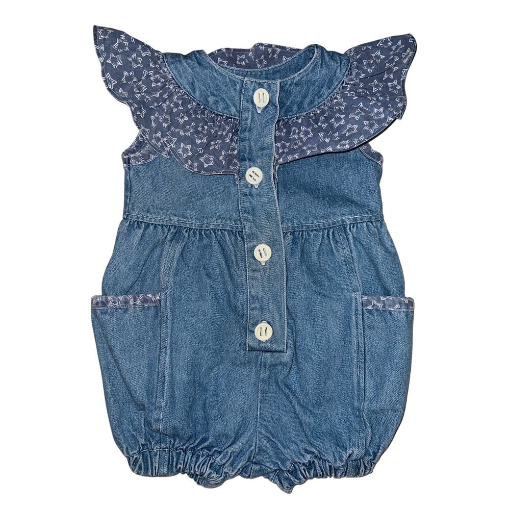 Vintage Gitano Bubble Denim ruffled short romper Girls size 3T